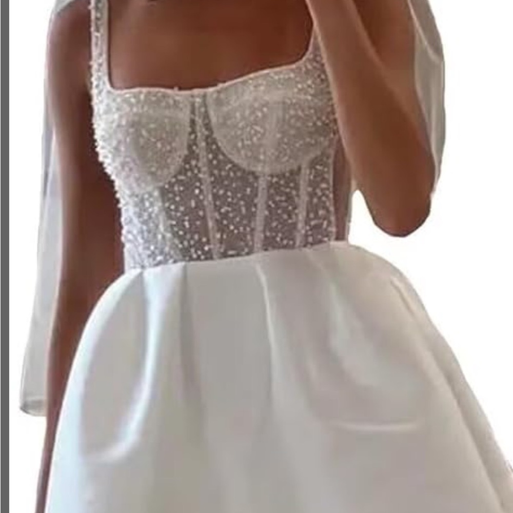 Elegant White Beaded Dress